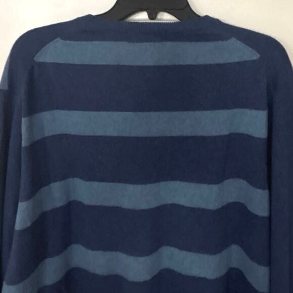 Crown & Ivy NWT Cotton Cashmere Blend Blue Rugby Striped Lightweight Sweater XL - Picture 7 of 14